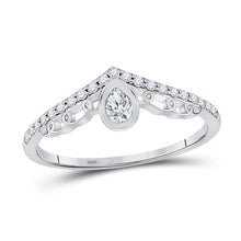 Load image into Gallery viewer, Splendid Jewellery 10kt White Gold Womens Pear Diamond Chevron Band Ring 1/3 Cttw - Splendid Jewellery