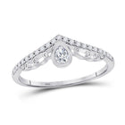 Splendid Jewellery 10kt White Gold Womens Pear Diamond Chevron Band Ring 1/3 Cttw - Splendid Jewellery