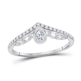 Splendid Jewellery 10kt White Gold Womens Pear Diamond Chevron Band Ring 1/3 Cttw - Splendid Jewellery