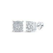 Load image into Gallery viewer, Splendid Jewellery 10kt White Gold Womens Round Diamond Cluster Earrings 7/8 Cttw - Exquisite Brilliance - Splendid Jewellery