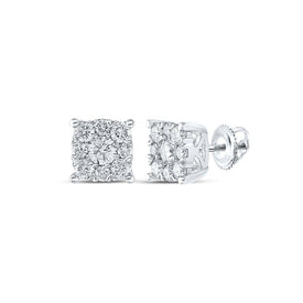 Splendid Jewellery 10kt White Gold Womens Round Diamond Cluster Earrings 7/8 Cttw - Exquisite Brilliance - Splendid Jewellery