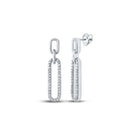 Splendid Jewellery 10kt White Gold Womens Round Diamond Oblong Dangle Earrings 1/5 Cttw - A Radiant Affair - Splendid Jewellery