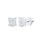Splendid Jewellery 10kt White Gold Womens Round Diamond Square Earrings 1/6 Cttw - Dazzling Brilliance Collection - Splendid Jewellery