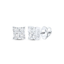 Load image into Gallery viewer, Splendid Jewellery 10kt White Gold Womens Round Diamond Square Earrings 1/6 Cttw - Dazzling Brilliance Collection - Splendid Jewellery