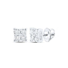 Splendid Jewellery 10kt White Gold Womens Round Diamond Square Earrings 1/6 Cttw - Dazzling Brilliance Collection - Splendid Jewellery