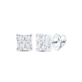 Splendid Jewellery 10kt White Gold Womens Round Diamond Square Earrings 1/6 Cttw - Dazzling Brilliance Collection - Splendid Jewellery