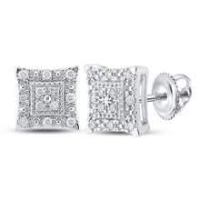 Load image into Gallery viewer, Splendid Jewellery 10kt White Gold Womens Round Diamond Square Earrings 1/8 Cttw: A Captivating Masterpiece - Splendid Jewellery