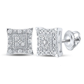 Splendid Jewellery 10kt White Gold Womens Round Diamond Square Earrings 1/8 Cttw: A Captivating Masterpiece - Splendid Jewellery