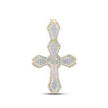 Load image into Gallery viewer, Splendid Jewellery 10kt Yellow Gold Baguette and Round Diamond Cross Pendant - 1 - 5/8 Cttw - Splendid Jewellery