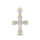 Splendid Jewellery 10kt Yellow Gold Baguette and Round Diamond Cross Pendant - 1 - 5/8 Cttw - Splendid Jewellery