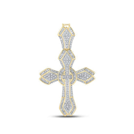Splendid Jewellery 10kt Yellow Gold Baguette and Round Diamond Cross Pendant - 1 - 5/8 Cttw - Splendid Jewellery