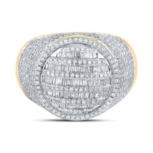 Load image into Gallery viewer, Splendid Jewellery 10kt Yellow Gold Baguette Diamond Circle Ring - 1-5/8 Cttw for Men Front view from the 10Kt Yellow Gold Mens Baguette Diamond Circle Ring 1 5 8 Cttwpin210714 collection by Splendid Jewellery