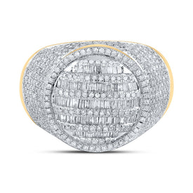 Splendid Jewellery 10kt Yellow Gold Baguette Diamond Circle Ring - 1-5/8 Cttw for Men Front view from the 10Kt Yellow Gold Mens Baguette Diamond Circle Ring 1 5 8 Cttwpin210714 collection by Splendid Jewellery