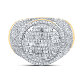 Splendid Jewellery 10kt Yellow Gold Baguette Diamond Circle Ring - 1 - 5/8 Cttw for Men - Splendid Jewellery