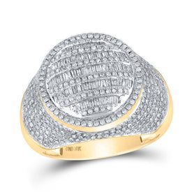 Splendid Jewellery 10kt Yellow Gold Baguette Diamond Circle Ring - 1 - 5/8 Cttw for Men - Splendid Jewellery