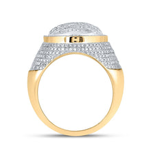 Load image into Gallery viewer, Splendid Jewellery 10kt Yellow Gold Baguette Diamond Circle Ring - 1-5/8 Cttw for Men Side view from the 10Kt Yellow Gold Mens Baguette Diamond Circle Ring 1 5 8 Cttwpin210714 collection by Splendid Jewellery