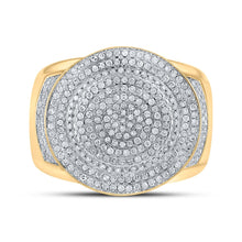 Load image into Gallery viewer, Splendid Jewellery 10kt Yellow Gold Circle Diamond Men&#39;s Ring - 7/8 Cttw Front view from the 10Kt Yellow Gold Mens Round Diamond Circle Ring 7 8 Cttwpin210786 collection by Splendid Jewellery