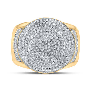 Splendid Jewellery 10kt Yellow Gold Circle Diamond Men's Ring - 7/8 Cttw - Splendid Jewellery