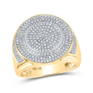 Splendid Jewellery 10kt Yellow Gold Circle Diamond Men's Ring - 7/8 Cttw - Splendid Jewellery