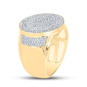 Splendid Jewellery 10kt Yellow Gold Circle Diamond Men's Ring - 7/8 Cttw - Splendid Jewellery