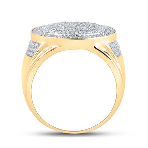 Splendid Jewellery 10kt Yellow Gold Circle Diamond Men's Ring - 7/8 Cttw - Splendid Jewellery