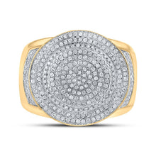 Load image into Gallery viewer, Splendid Jewellery 10kt Yellow Gold Circle Diamond Men's Ring - 7/8 Cttw - Splendid Jewellery