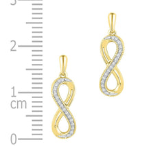 Load image into Gallery viewer, Splendid Jewellery 10kt Yellow Gold Diamond Infinity Dangle Earrings  Side View from Splendid Jewellery