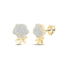 Splendid Jewellery 10kt Yellow Gold Diamond Rose Flower Earrings - Splendid Jewellery