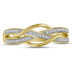 Splendid Jewellery 10kt Yellow Gold Diamond Woven Band Ring - Top View