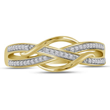 Load image into Gallery viewer, Splendid Jewellery 10kt Yellow Gold Diamond Woven Band Ring - Front View