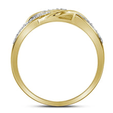 Load image into Gallery viewer, Splendid Jewellery 10kt Yellow Gold Diamond Woven Band Ring - Side View