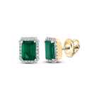 Splendid Jewellery 10kt Yellow Gold Lab - Created Emerald Diamond Stud Earrings - Splendid Jewellery