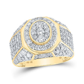 Splendid Jewellery 10kt Yellow Gold Men's Oval Diamond Ring - 3 Cttw - Splendid Jewellery