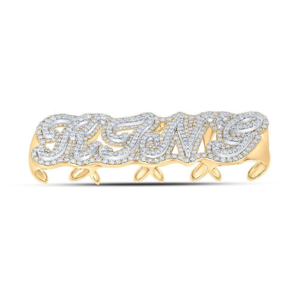 Splendid Jewellery 10kt Yellow Gold Mens Round Diamond 4 - Finger King Ring - Captivating 13 - 3/4 Cttw Majesty - Splendid Jewellery
