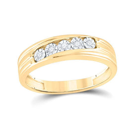 Splendid Jewellery 10kt Yellow Gold Men's Round Diamond 5 - Stone Band Ring 1/10 Cttw - Splendid Jewellery