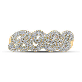 Splendid Jewellery 10kt Yellow Gold Men's Round Diamond Boss Four Finger Ring - 17 - 1/2 Cttw - Splendid Jewellery