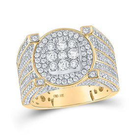 Splendid Jewellery 10kt Yellow Gold Mens Round Diamond Circle Ring 2 - 1/3 Cttw - Splendid Jewellery