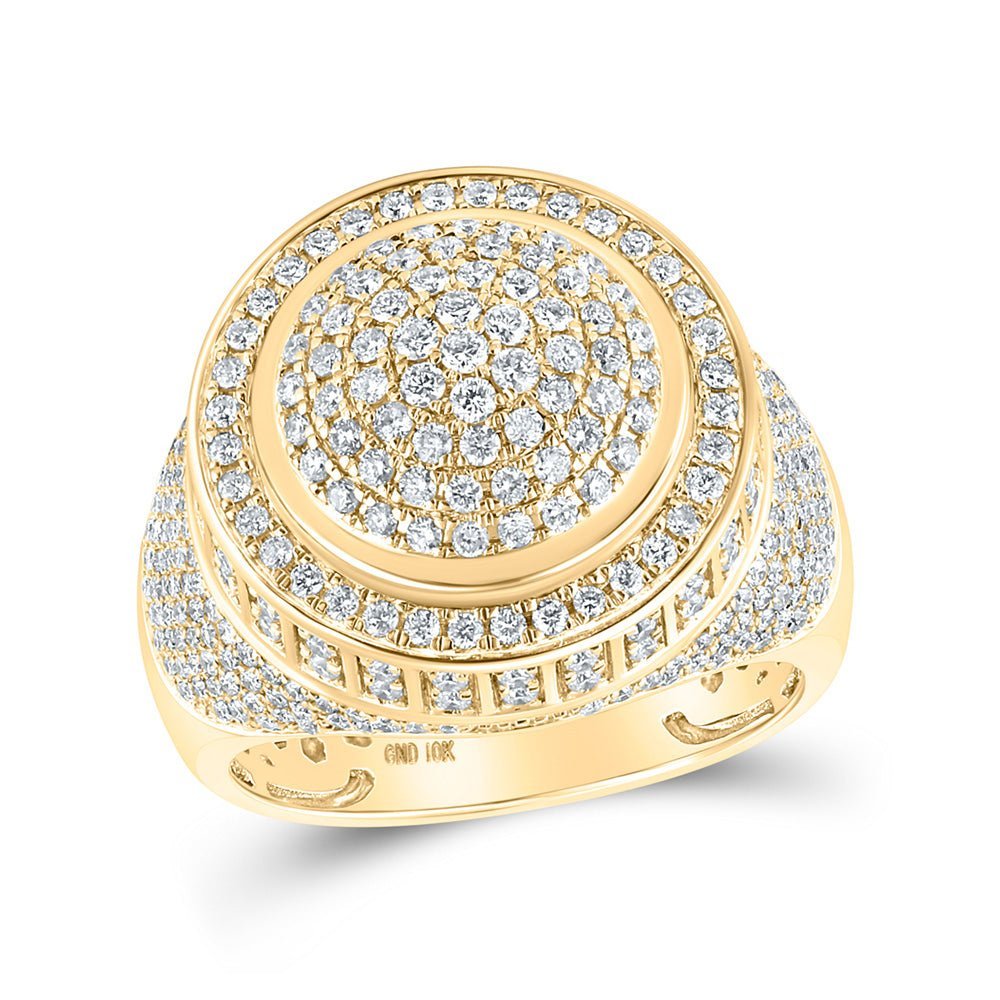 Splendid Jewellery 10kt Yellow Gold Men's Round Diamond Circle Ring 2 - 1/5 Cttw - Splendid Jewellery