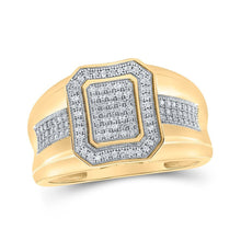 Load image into Gallery viewer, Splendid Jewellery 10kt Yellow Gold Men's Round Diamond Cluster Ring 1/3 Cttw - A Dazzling Statement of Masculine Elegance - Splendid Jewellery