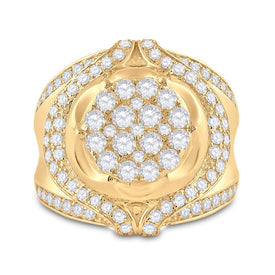 Splendid Jewellery 10kt Yellow Gold Men's Round Diamond Cluster Ring - Exquisite 2 - 1/4 Cttw Brilliance - Splendid Jewellery