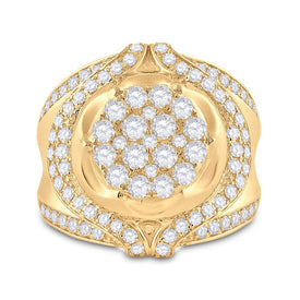 Splendid Jewellery 10kt Yellow Gold Men's Round Diamond Cluster Ring - Exquisite 2-1/4 Cttw Brilliance Front view from the 10Kt Yellow Gold Mens Round Diamond Cluster Ring 2 1 4 Cttwpin279245 collection by Splendid Jewellery