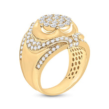 Load image into Gallery viewer, Splendid Jewellery 10kt Yellow Gold Men&#39;s Round Diamond Cluster Ring - Exquisite 2-1/4 Cttw Brilliance Side view from the 10Kt Yellow Gold Mens Round Diamond Cluster Ring 2 1 4 Cttwpin279245 collection by Splendid Jewellery