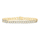 Splendid Jewellery 10kt Yellow Gold Men's Round Diamond Curb Link Bracelet - 3 Cttw: A Dazzling Masterpiece for the Modern Man - Splendid Jewellery