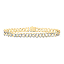 Load image into Gallery viewer, Splendid Jewellery 10kt Yellow Gold Men's Round Diamond Curb Link Bracelet - 3 Cttw: A Dazzling Masterpiece for the Modern Man - Splendid Jewellery