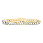 Splendid Jewellery 10kt Yellow Gold Men's Round Diamond Curb Link Bracelet - 3 Cttw: A Dazzling Masterpiece for the Modern Man - Splendid Jewellery