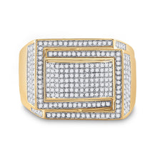 Load image into Gallery viewer, Splendid Jewellery 10kt Yellow Gold Men&#39;s Round Diamond Domed Fashion Ring - Stunning 3/4 Cttw product Top View from Splendid Jewellery