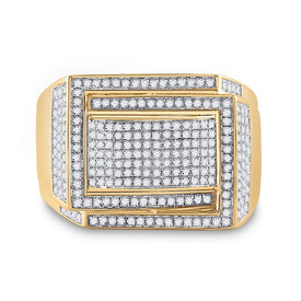 Splendid Jewellery 10kt Yellow Gold Men's Round Diamond Domed Fashion Ring - Stunning 3/4 Cttw product Top View from Splendid Jewellery