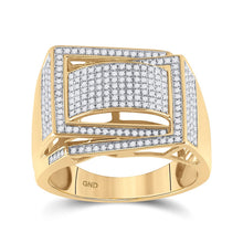 Load image into Gallery viewer, Splendid Jewellery 10kt Yellow Gold Men&#39;s Round Diamond Domed Fashion Ring - Stunning 3/4 Cttw product  Top View from Splendid Jewellery