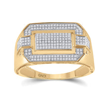 Load image into Gallery viewer, Splendid Jewellery 10kt Yellow Gold Men&#39;s Round Diamond Fashion Ring 1/3 Cttw product  Top View from Splendid Jewellery