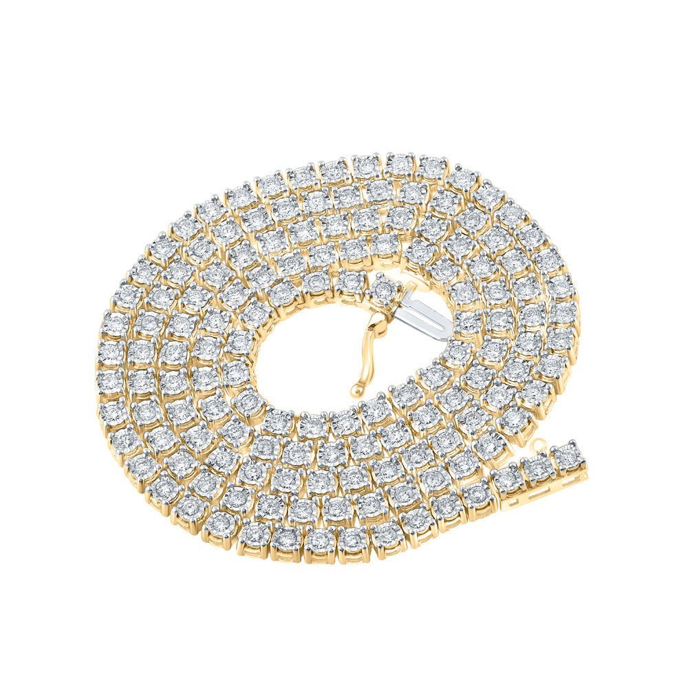 Splendid Jewellery 10kt Yellow Gold Mens Round Diamond Link Chain Necklace - 3 - 3/4 Cttw - 20 - inch Length - Splendid Jewellery